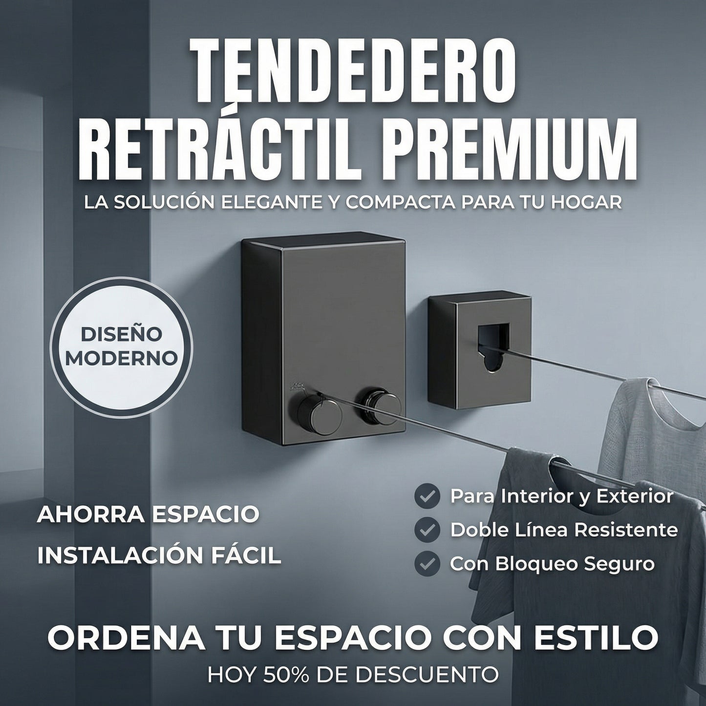 TENDERO DE ROPA INOXIDABLE 2 x 1