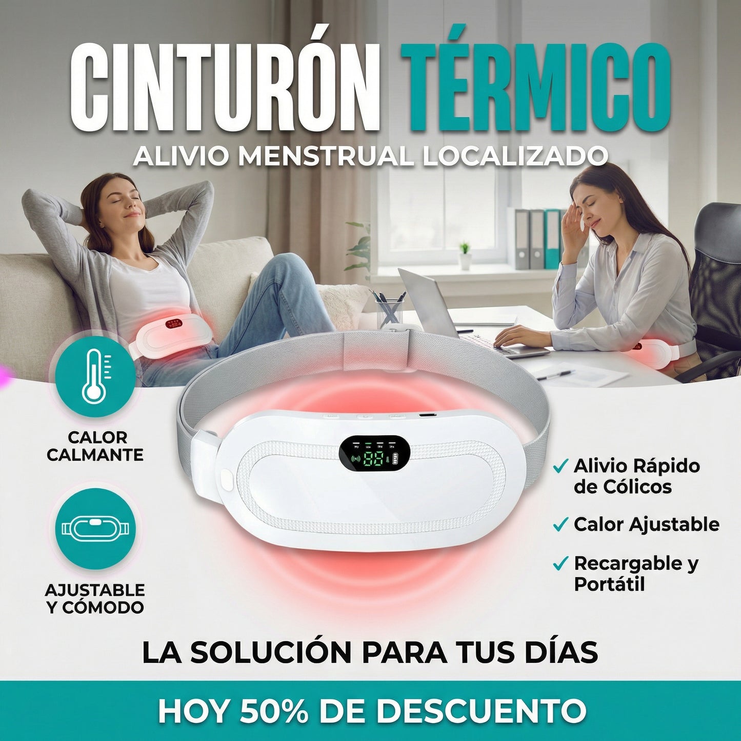 CINTURON TERMICO PARA ALIVIO MENSTRUAL